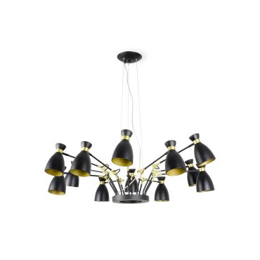 Faro Retro - hanglamp - Ø 132 x 45 cm - zwart en goud