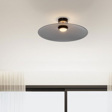 Nova Luce Polifemo - plafondlamp - Ø 60 x 18,5 cm - 17W LED incl. - rokerig glas en zandzwart