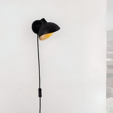 Nova Luce Geti - wandlamp met schakelaar - Ø 15 x 12 cm - mat zwart en goud
