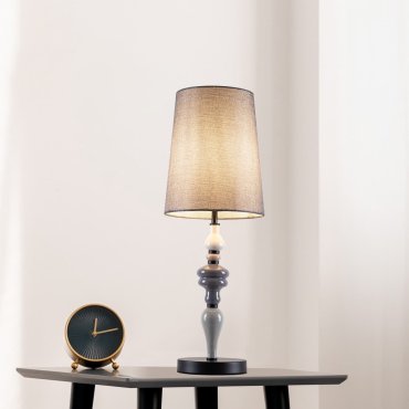 Nova Luce Damo - tafellamp - Ø 22 x 62 cm - mat zwart, grijs en bruin