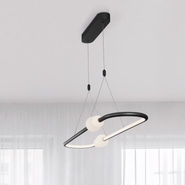 Nova Luce Celia - hanglamp met afstandsbediening - 100 x 28 x 120 cm - 44,2W dimbare LED incl. - zwart en opaal