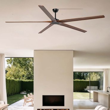 Faro Bigwood 24 XXL - plafondventilator - Ø 240 cm - mat zwart en donker walnoot