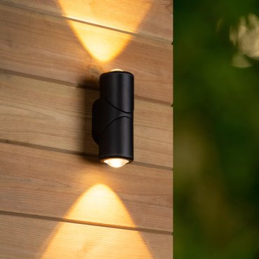 Lucide Erin - buiten wandlamp - 6 x 8 x 19 cm - 2 x 5W LED incl. - IP65 - zwart