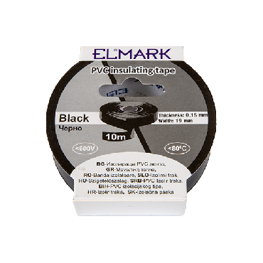 Elmark isolerende PVC tape 19mm - 10 meter lengte - zwart