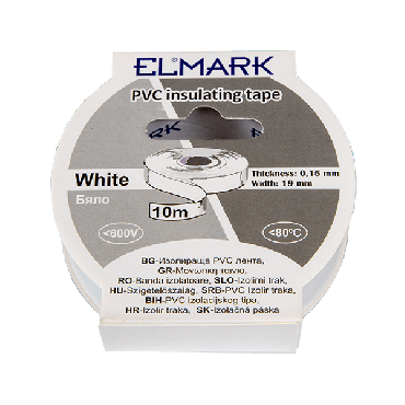Elmark isolerende PVC tape 19mm - 10 meter lengte - wit