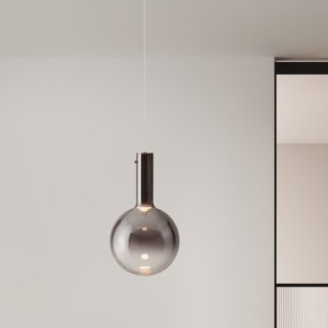 Nova Luce Nostos - hanglamp - Ø 25 x 170 cm - 6W dimbare LED incl. - rokerig glas en goud