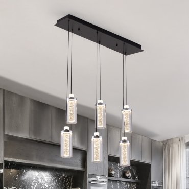 Nova Luce Lune - hanglamp - 20 x 170 x 81 cm - 44W dimbare LED incl. - zandzwart en chroom