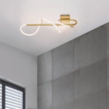Nova Luce Cerelia - plafond/wandverlichting - 65 x 30 x 65 cm - 17,7W LED incl. - messing goud en wit