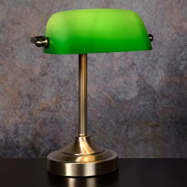 Lucide Banker - bureaulamp - 30 x 13,5 x 22 cm - brons, groen