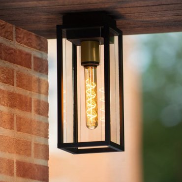 Lucide Laurens - buiten plafondverlichting - 14 x 14 x 35 cm - IP54 - zwart