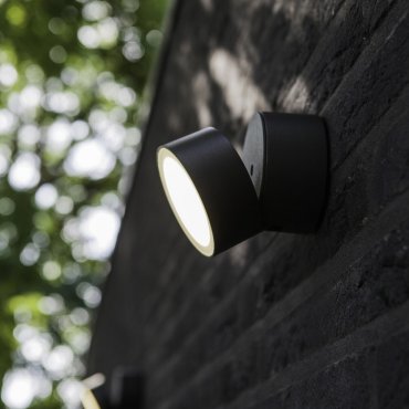 Lutec Trumpet - buiten wandlamp - 9 x 11 x 9 cm - 9,5W LED incl. - IP54 - donkergrijs