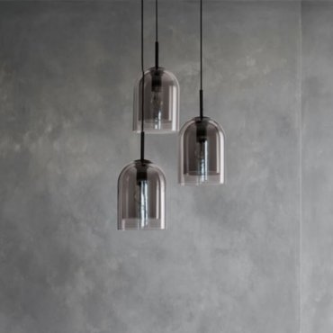 Nova Luce Velor 3L - hanglamp - Ø 30 x 185 cm - rookglas en zwart