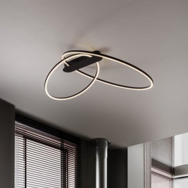 Nova Luce Kiklos - plafondlamp - Ø 72 x 30 cm - 42W dimbare LED incl. - zandzwart