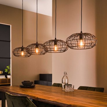 Vico Connect XL - hanglamp - 170 x 34 x 150 cm - zwart bruin