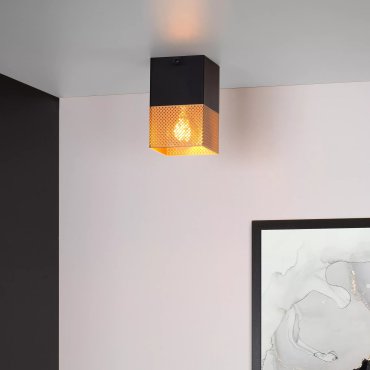Lucide Renate - plafondverlichting - 10 x 10 x 16 cm - zwart en mat goud
