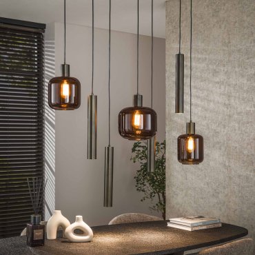 Vico Bronza - hanglamp - 105 x 35 x 150 cm - sienna bruin en brons