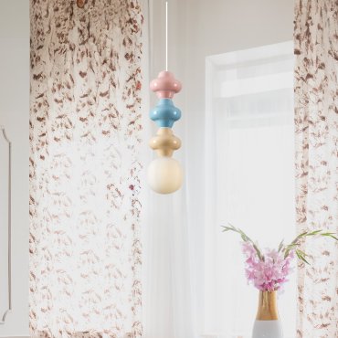 Nova Luce Clio - hanglamp - Ø 18 x 240 cm - roze, blauw, geel, wit en opaalglas