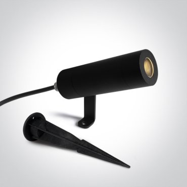 One Light Garden Cylinder - grondspot op piek - Ø 3,6 x 13 x 8,5 cm - 6,5W LED incl. - IP65 - zwart
