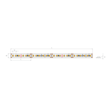 KLUS LED strip - 0,8cm breed, 500cm lengte - 24Vdc - dimbaar - 9,6W LED per meter - IP20 - 3000K