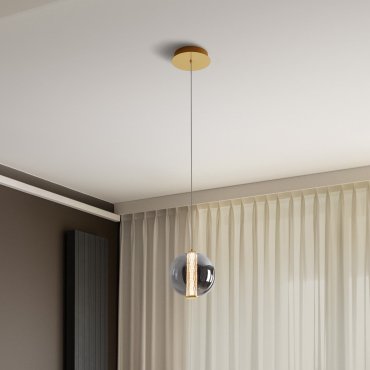 Nova Luce Navi - hanglamp - Ø 22 x 200 cm - 8W LED incl. - messing goud en rookgrijs
