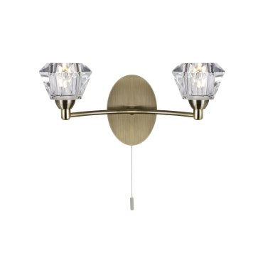 Searchlight Sierra - wandverlichting met trekschakelaar - 30 x 15 cm - antiek messing