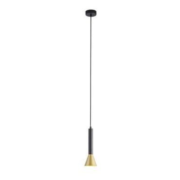 Searchlight Signal - hanglamp - Ø 9 x 150 cm - zwart en goud