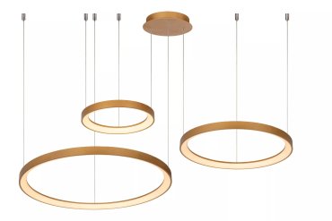 Lucide Vidal - hanglamp - Ø 78 x 200 cm - 120W LED incl. - mat goud/messing