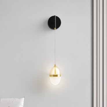 Nova Luce Egna - wandlamp - Ø 12 x 48 cm - 13W LED incl. - opaal, cognacglas, goud en zwart