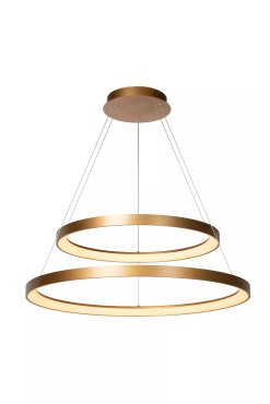 Lucide Vidal - hanglamp - Ø 78 x 200 cm - 92W LED incl. - mat goud/messing