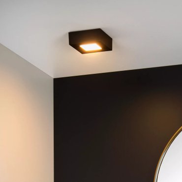 Lucide Brice-Led - plafondverlichting - 10,8 x 10,8 x 3,9 cm - 8W dimbare LED incl. - IP44 - zwart