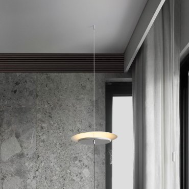 Nova Luce Olos - hanglamp - 35 x 370 x 10 cm - 21W dimbare LED incl. - zandwit en chroom spiegel