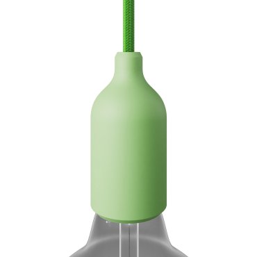 Creative Cables - Siliconen E27 lamphouderkit met verborgen kabelklem - Ø 4,4 x 9,2 cm - zacht groen