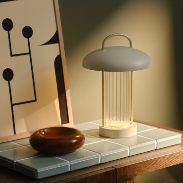 Nordlux Mirano - draagbare tafellamp met oplaadbare batterij - Ø 20 x 29 cm - 3 stappen Moodmaker functie - 3W LED incl. - beige