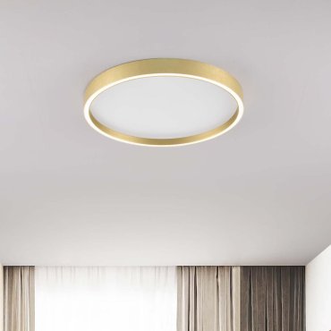 Nova Luce Istos - plafondlamp - Ø 50 x 5 cm - 38W dimbare LED incl. - geborsteld goud