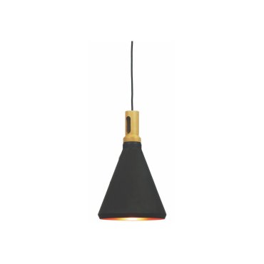 Artdelight Cornet - hanglamp - Ø 26 x 176 cm - zwart en goud