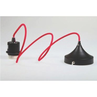 Artdelight Iron - hanglamp - Ø 12 x 120 cm - zwart en rood