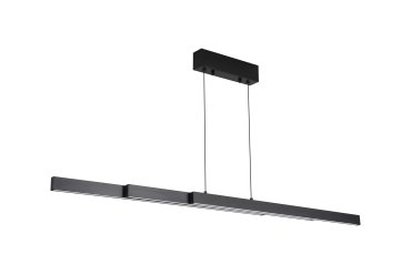 Searchlight Linear LED - hanglamp - 95-150 x 18 x 150 cm - 39W dimbare LED incl. - instelbare lichtkleur - zwart