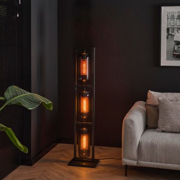 Vico Lantern 3L - vloerlamp - 32 x 23 x 158 cm - artic zwart