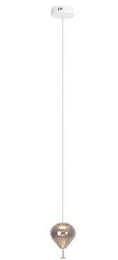 Maxlight Palloncini - hanglamp - Ø 12 x 180 cm - 2 x 3W LED incl. - wit, chroom en gerookt glas