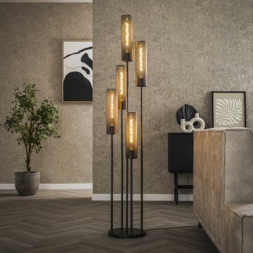 Vico Tube Mesh - vloerlamp - Ø 32 x 172 cm - zwart