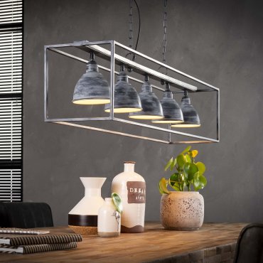 SHOWROOMMODEL - Vico Iron Rectangle - hanglamp - 125 x 25 x 130 cm - grijs
