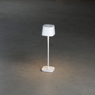 Konstsmide Capri Mini - buiten tafellamp - 7 x 7 x 25 cm - 2,2W dim to warm LED incl. - oplaadbaar - IP54 - wit