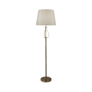 Searchlight Vegas - staanlamp - Ø 39 x 152 cm - 6W LED incl. - wit en antiek messing