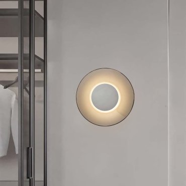 Nova Luce Esti - wandlamp - Ø 32 x 7 cm - 17W LED incl. - geborsteld nikkel en rokerig glas
