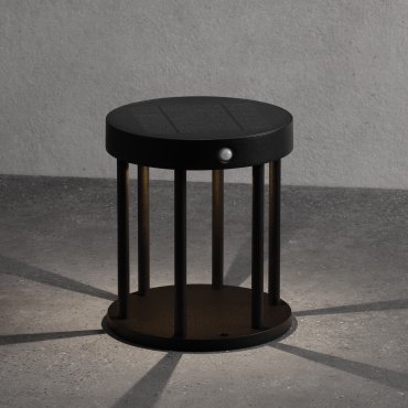 Nova Luce Aigo - tuinpaal met sensor op zonne-energie - Ø 16 x 18 cm - 2W LED incl. - IP65 - donker antraciet