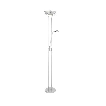 Searchlight Mother &amp; Child - staanlamp met leeslamp - Ø25,4 x 180 cm - 15,5W + 5W dimbare LED incl. - chroom