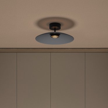 Nova Luce Polifemo - plafondlamp - Ø 40 x 16 cm - 12W LED incl. - rokerig glas en zandzwart