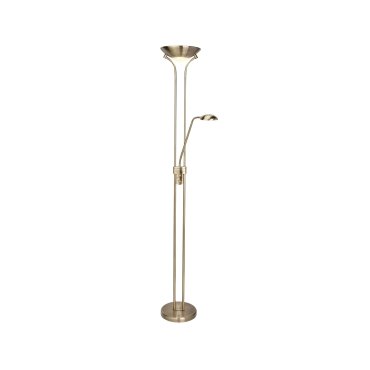 Searchlight Mother &amp; Child - staanlamp met leeslamp - Ø25,4 x 180 cm - 15,5W + 5W dimbare LED incl. - antiek messing