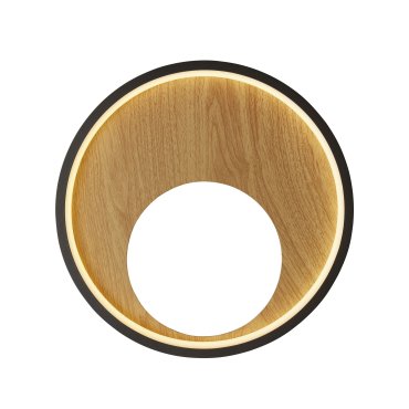 Searchlight Curio - wandlamp - Ø 30 cm - 11W LED incl. - zwart en hout