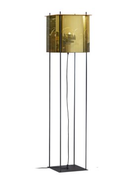 ETH Cube - vloerlamp - 30 x 30 x 130 cm - zwart, goud en zilver